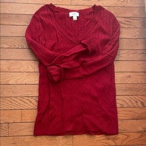 LOFT Deep Red V-Neck Sweater
